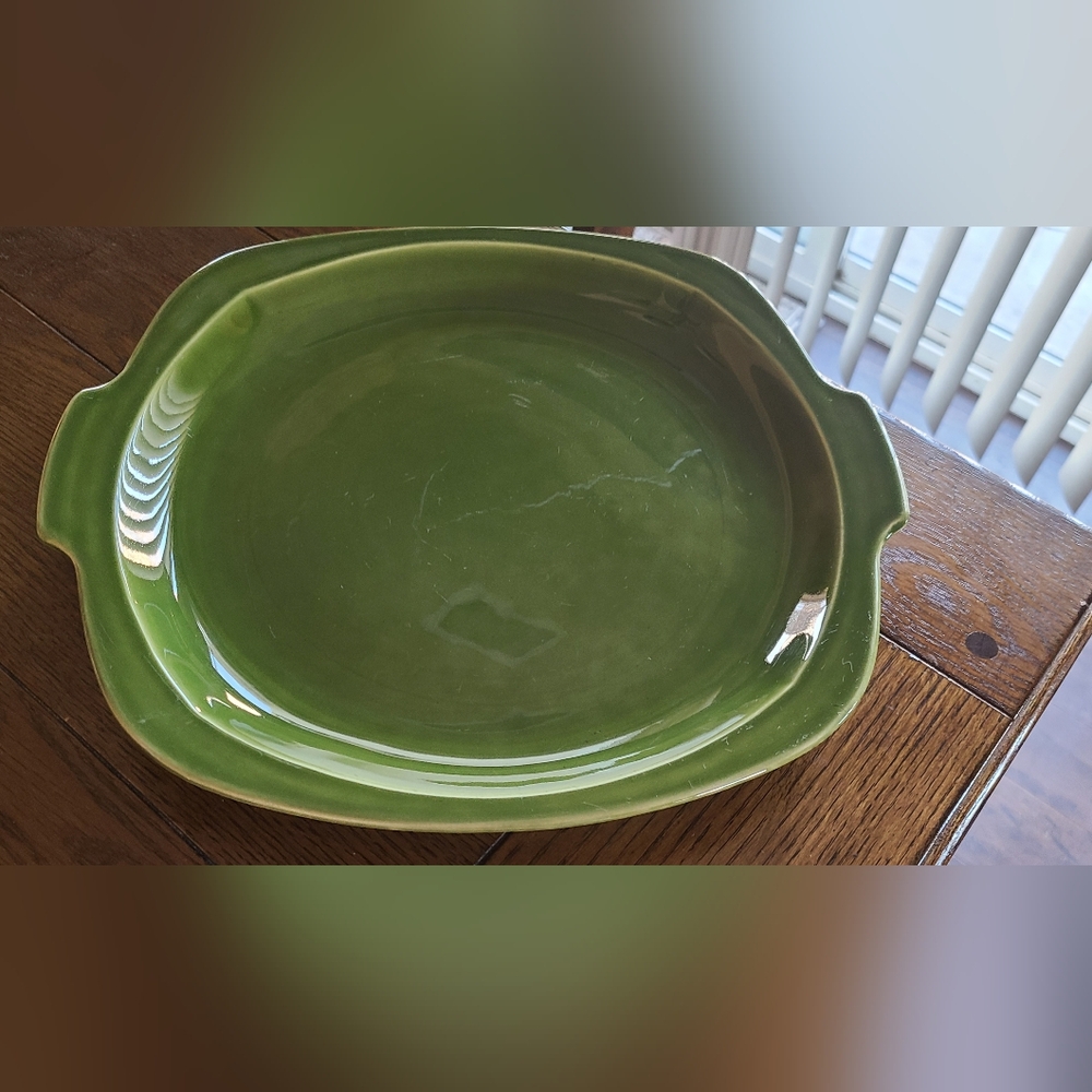 Mid Century Platter 13.5"×12.5" Paden City Pottery Dell Green